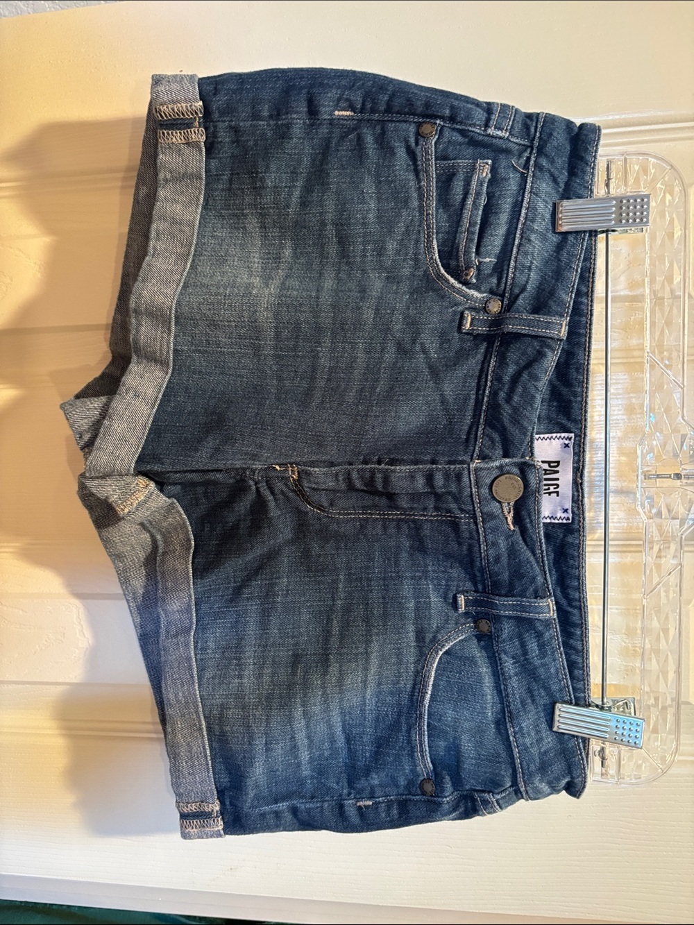 PAIGE Dark Blue Denim Jean Shorts